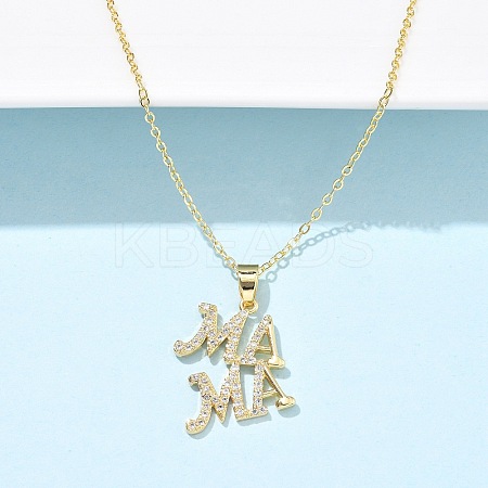Mother's Day Brass Micro Pave Clear Cubic Zirconia Pendant Necklaces for Women LS-NJEW-Q021-01B-G-1