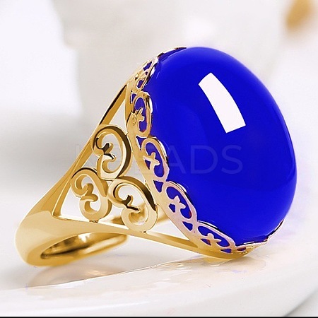 Oval Natural Chalcedony Finger Rings WG05C38-06-1