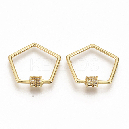 Brass Micro Pave Clear Cubic Zirconia Screw Carabiner Lock Charms ZIRC-S066-005-1