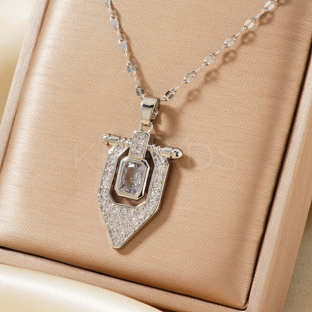 Fashionable Arrow Brass Cubic Zirconia Pendant Necklaces LY1573-1-1