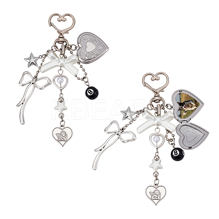 2Pcs ABS Plastic Imitation Pearl & Acrylic & Alloy Pendant Decorations KEYC-NB00029-1