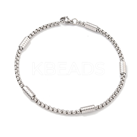 Tarnish Resistant 201 Stainless Steel Box Chain Bracelets for Women BJEW-R318-03A-P-1