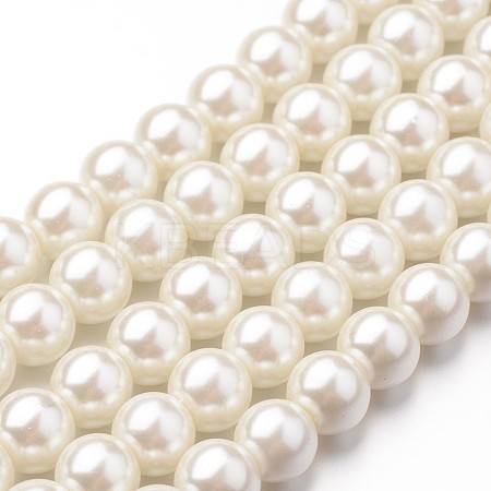 Eco-Friendly Dyed Glass Pearl Round Beads Strands HY-A008-8mm-RB011-1