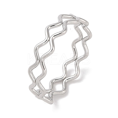 Non-Tarnish 304 Stainless Steel Wave Finger Rings for Women RJEW-G315-07A-P-1