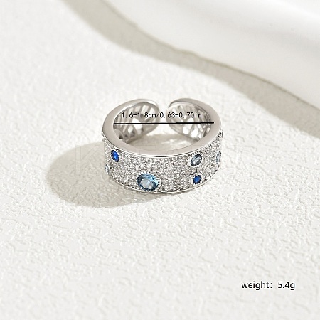 Adjustable Elegant Brass Micro Pave Cubic Zirconia Cuff Rings for Women AA0359-1