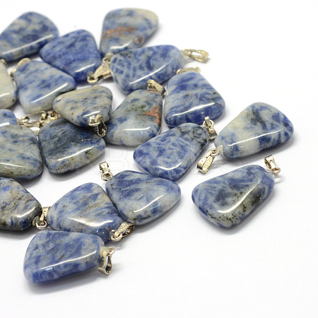 Trapezoid Natural Blue Spot Jasper Pendants G-Q359-17-1