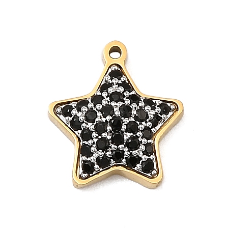 304 Stainless Steel Micro Pave Cubic Zirconia Charms STAS-I356-04G-08-1