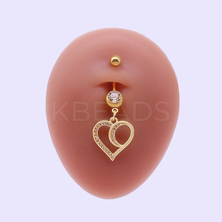 316L Surgical Stainless Steel Micro Pave Clear Cubic Zirconia Belly Rings FS-WGA8928-01-1
