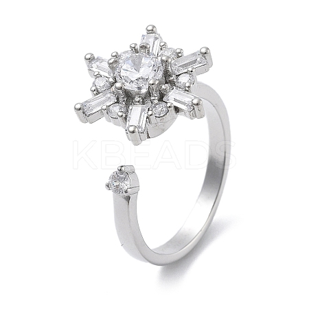 Snowflake Rotatable Open Cuff Rings for Women LS-RJEW-S402-11P-1