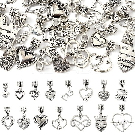 30Pcs 15 Styles Tibetan Style Alloy European Dangle Charms PALLOY-YW00072-1