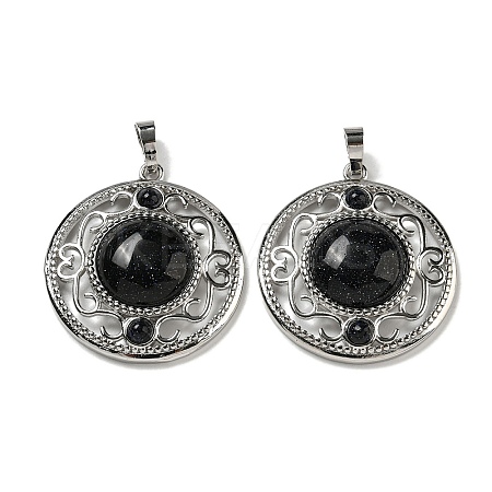 Synthetic Blue Goldstone Pendants G-Q158-03J-1