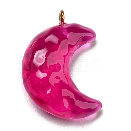 Transparent Resin Moon Pendants RESI-A026-01F-1