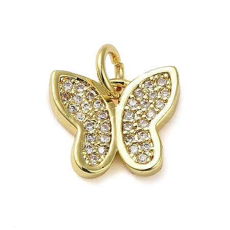 Brass Micro Pave Clear Cubic Zirconia Pendants KK-U005-01L-G-1