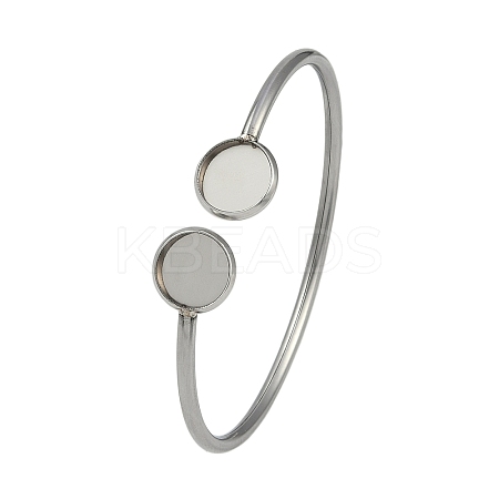 304 Stainless Steel Blank Bangle Bases with Flat Round Tray STAS-Z088-01P-04-1
