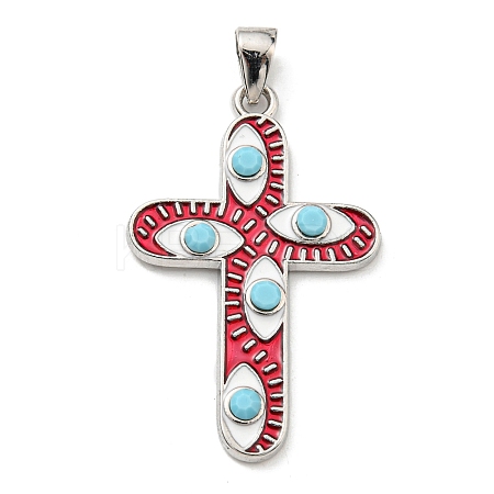 Rack Plating Alloy Enamel Pendants PALLOY-K010-41P-02-1
