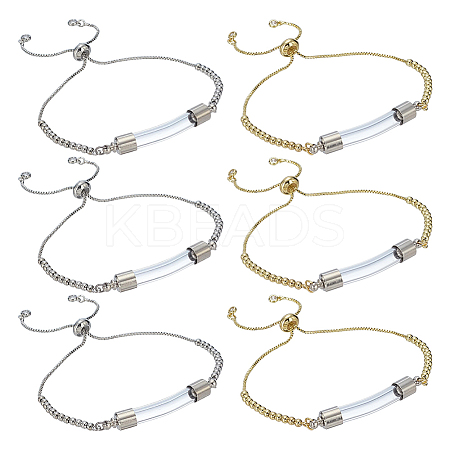 2Pcs 2 Colors Brass Box Chain Slider Bracelet BJEW-PH01899-1