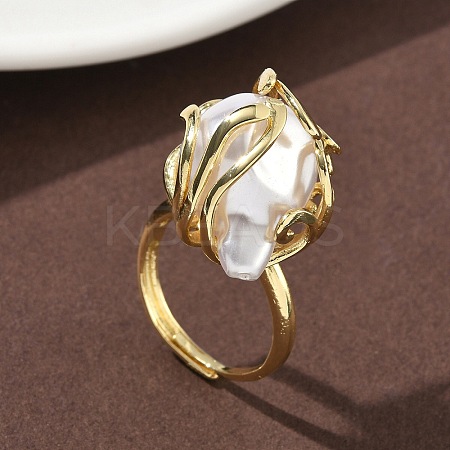 ABS Plastic Pearl Finger Rings RJEW-L128-01G-1