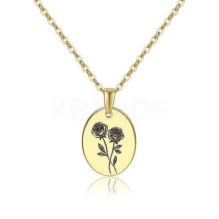 Brass Birth Month Flower Pendant Necklace HUDU-PW0001-034F-1-1