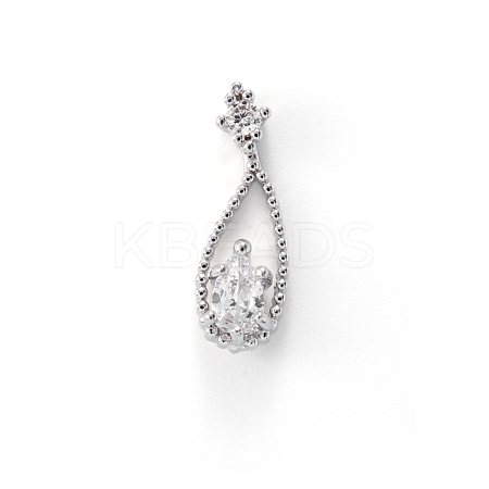 Chinese lute Shape Brass Micro Pave Clear Cubic Zirconia Nail Gems Set MRMJ-T015-41P-04-1