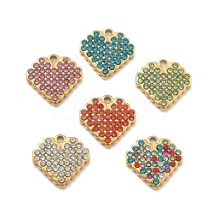 304 Stainless Steel Rhinestone Charms STAS-M092-06G-1