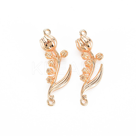 Brass Birth Flower Connector Charms KK-S364-235-1