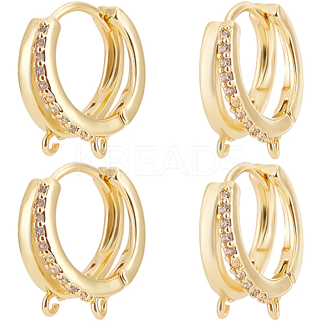 10Pcs Brass Micro Pave Clear Cubic Zirconia Hoop Earring Findings KK-BBC0015-61-1
