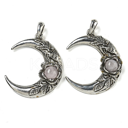 Natural Rose Quartz Pendants G-P547-04AS-04-1