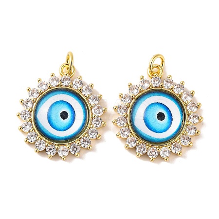Rack Plating Brass Micro Pave Cubic Zirconia Pendants KK-H486-21G-06-1