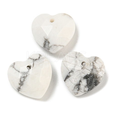 Natural Howlite Faceted Heart Charms G-G123-01I-1