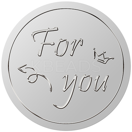 Round Plastic Silver Foil Embossed Picture Stickers DIY-WH20008-005-1