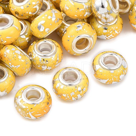 Opaque Resin Rondelle European Beads RESI-Z046-03F-1