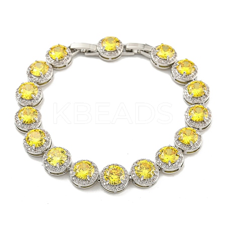 Flat Round Glass Link Chain Bracelets BJEW-H604-02P-04-1