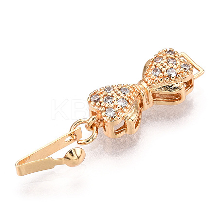 Brass Micro Pave Clear Cubic Zirconia Box Clasps KK-G491-02G-1