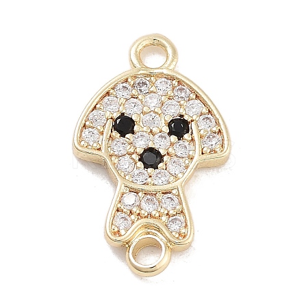 Brass Pave Clear & Black Cubic Zirconia Pet Puppy Connector Charms KK-Z061-01G-02-1