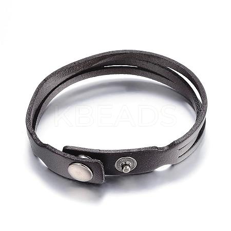 Leather Cord Snap Bracelets BJEW-P099-10B-1