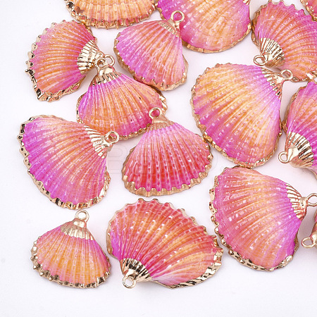 Spray Paint & Electroplate Sea Shell Pendants SSHEL-S262-07D-1