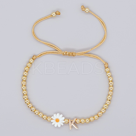 Golden Tone Daisy Braided Bead Bracelets WY1454-11-1