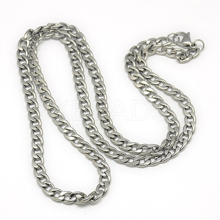 Tarnish Resistant Trendy Men's 201 Stainless Steel Chain Curb Necklaces LS-NJEW-L043-40P-1