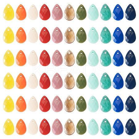 100Pcs 10 Colors Opaque Acrylic Charms MACR-TA0001-86-1