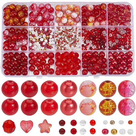 DIY Round Acrylic & Glass Beads Jewelry Making Findings Kits DIY-SP0003-01F-1