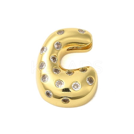 Rack Plating Brass Micro Pave Clear Cubic Zirconia Perdants KK-C067-11G-C-1