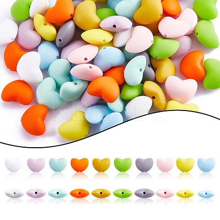 100Pcs Heart Silicone Beads for Keychain Making Cute Silicone Beads Bulk Silicone Bead Kit for Jewelry DIY Craft Making JX310A-1