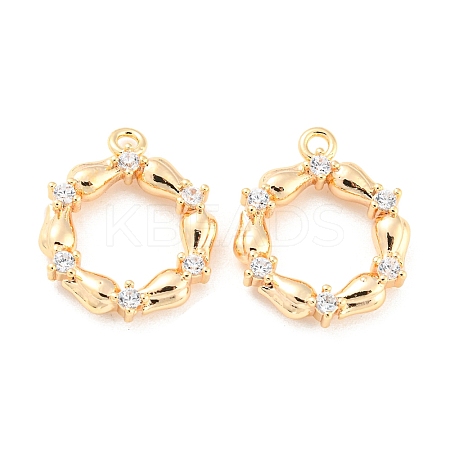 Brass Micro Pave Cubic Zirconia Pendants X-KK-E090-21G-1