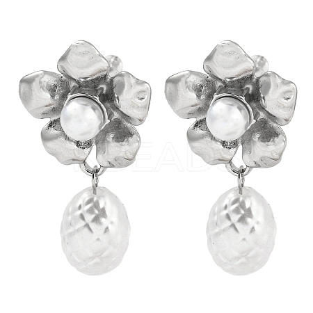 304 Stainless Steel Flower Stud Earrings EJEW-M233-01P-1