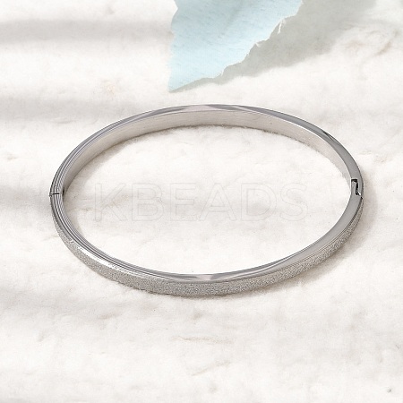 Frosted 304 Stainless Steel Hinged Bangles BJEW-H644-09P-1