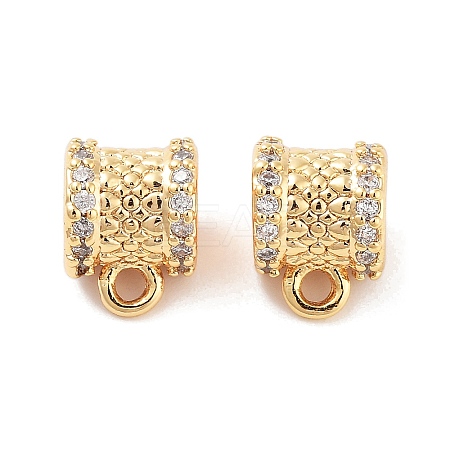 Brass Micro Pave Clear Cubic Zirconia Tube Bails KK-S394-06A-1