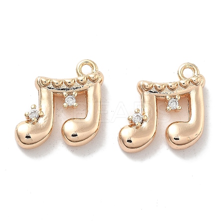 Brass Micro Pave Clear Cubic Zirconia Charms KK-M102-47G-1