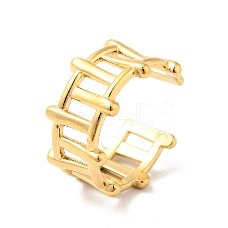 Ion Plating(IP) 304 Stainless Steel Fence Shape Open Cuff Ring RJEW-I085-22G-1