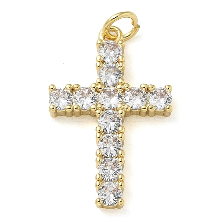 Rack Plating Brass Micro Pave Cubic Zirconia Pendants KK-K392-17A-G-1