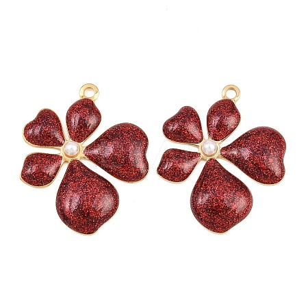 304 Stainless Steel Enamel & Glitter Powder & ABS Plastic Pearl Pendants STAS-G398-23G-03-1